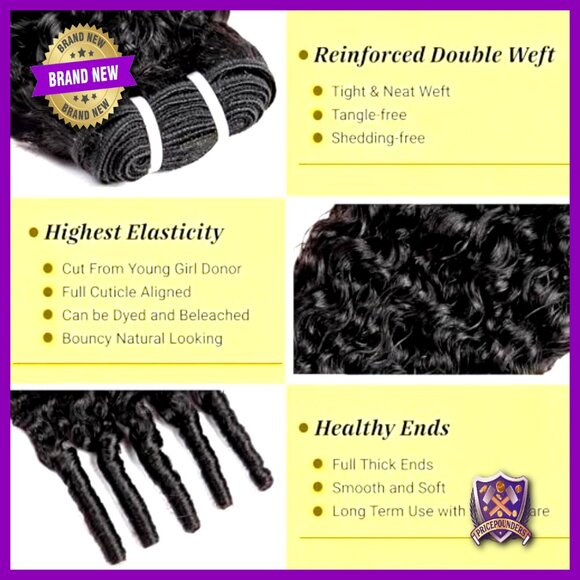 12 Inch Human Hair Extensions 4 Bundles Water Wave Spiral Curly Ends main image 6